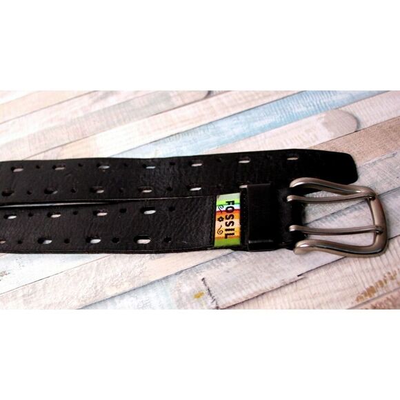 Fossil DARK BROWN GENUINE LEATHER 1.5"Wd CUT OUT CASUAL WOMEN'S BELT Sz M (X95 - Picture 7 of 11
